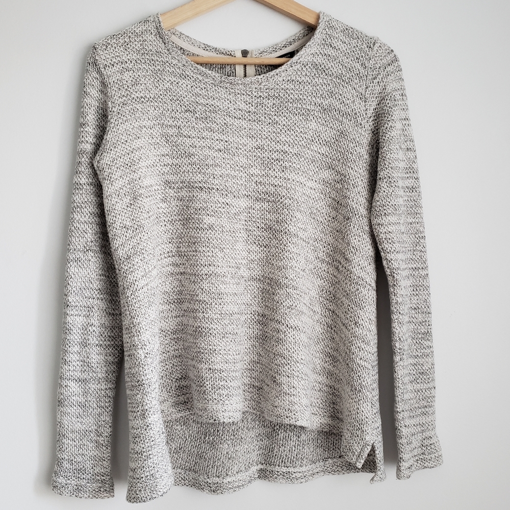 Club Monaco Cotton Knit Sweater Grey White Small